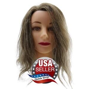 Cosmetology Manikin Head • Hairdresser Training • 16in Hair From Top Of Head